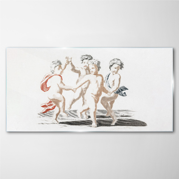 Dancing children Wall art on glass