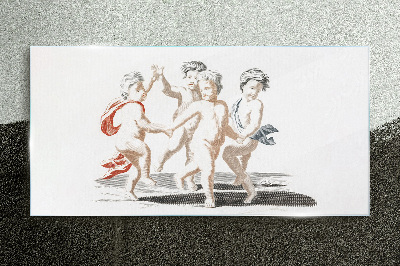 Dancing children Wall art on glass