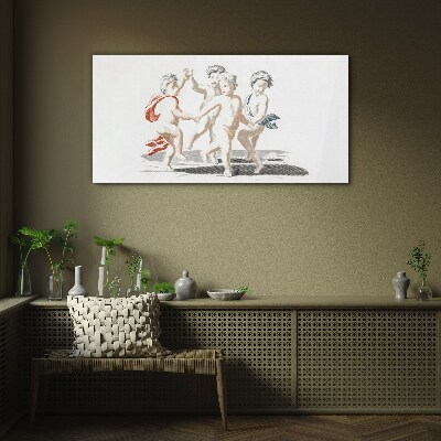Dancing children Wall art on glass