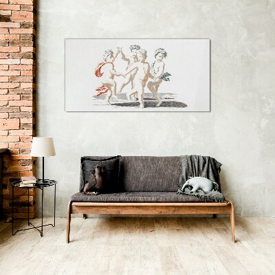 Dancing children Wall art on glass