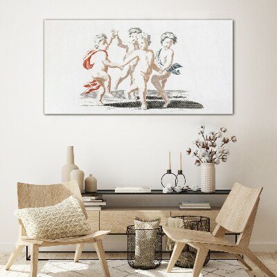 Dancing children Wall art on glass