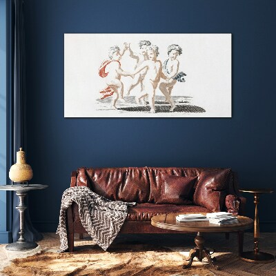 Dancing children Wall art on glass