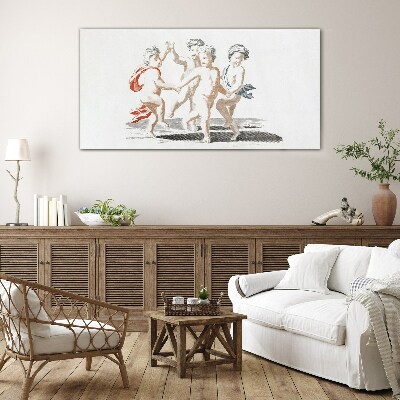 Dancing children Wall art on glass