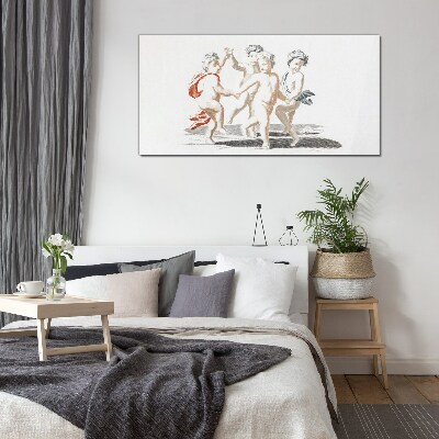 Dancing children Wall art on glass