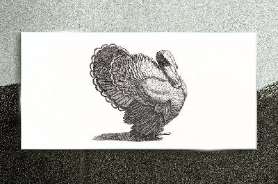 Drawing animal bird turkey Glass Print