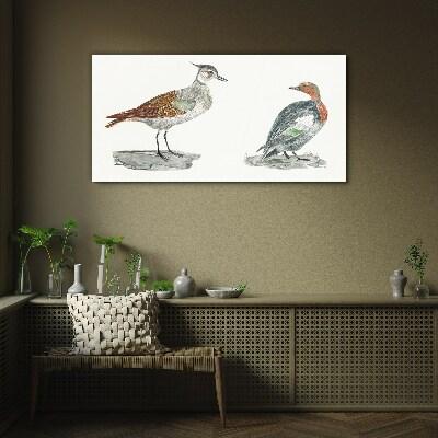 Birds in the colors of nature Wall art on glass