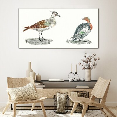 Birds in the colors of nature Wall art on glass