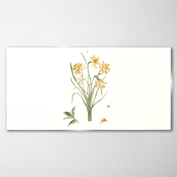 Daffodil flowers with a nature motif Glass art print