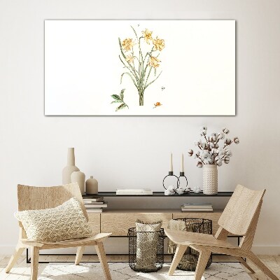 Daffodil flowers with a nature motif Glass art print