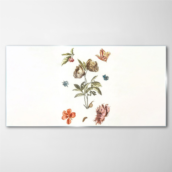 Floral motifs in pastel shades Glass art print
