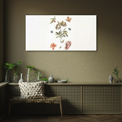 Floral motifs in pastel shades Glass art print