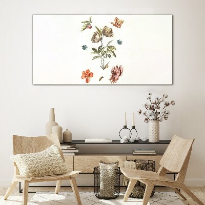 Floral motifs in pastel shades Glass art print