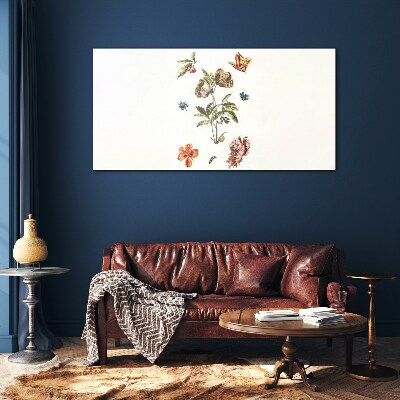 Floral motifs in pastel shades Glass art print