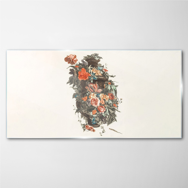 Floral vase in delicate colors Wall art on glass