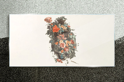 Floral vase in delicate colors Wall art on glass