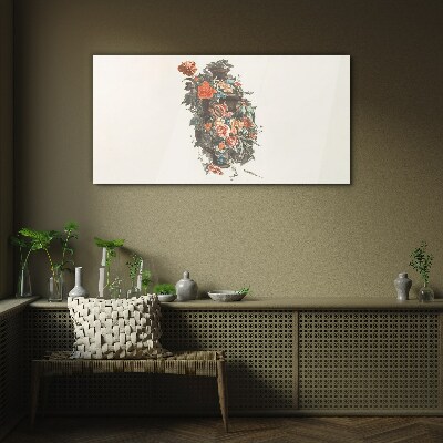 Floral vase in delicate colors Wall art on glass