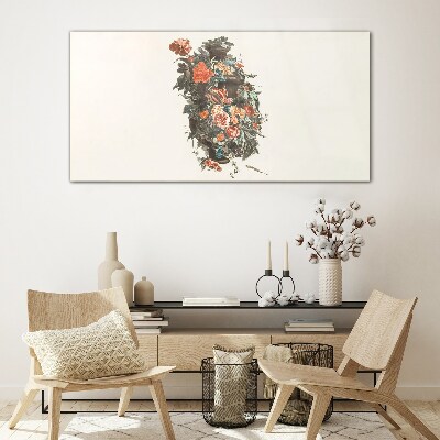 Floral vase in delicate colors Wall art on glass