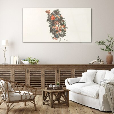 Floral vase in delicate colors Wall art on glass