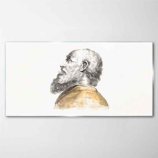 Portrait of a man with a beard Wall art on glass
