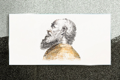 Portrait of a man with a beard Wall art on glass