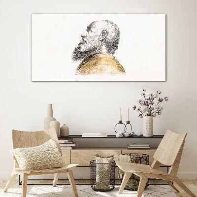 Portrait of a man with a beard Wall art on glass