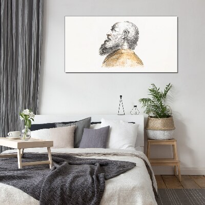Portrait of a man with a beard Wall art on glass