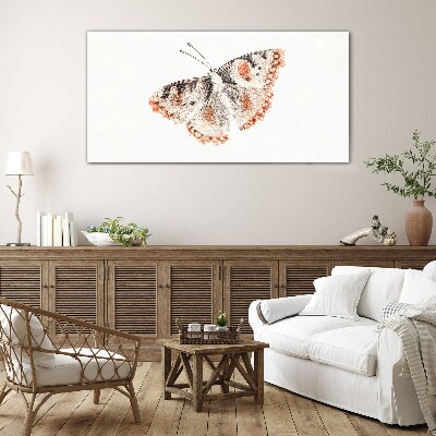 Butterfly on white background Glass art print