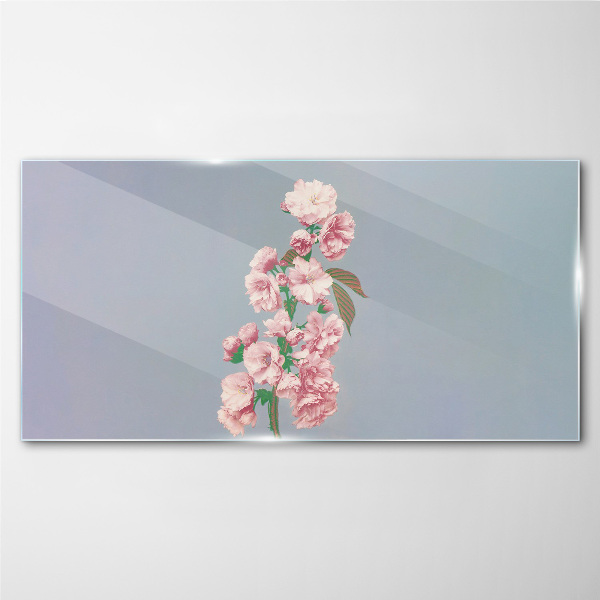 Floral landscape in pastel shades Glass art print