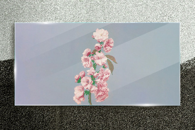 Floral landscape in pastel shades Glass art print