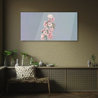 Floral landscape in pastel shades Glass art print