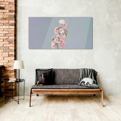 Floral landscape in pastel shades Glass art print