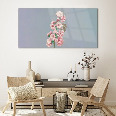 Floral landscape in pastel shades Glass art print