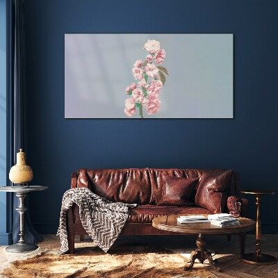 Floral landscape in pastel shades Glass art print