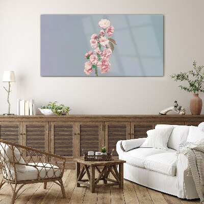 Floral landscape in pastel shades Glass art print