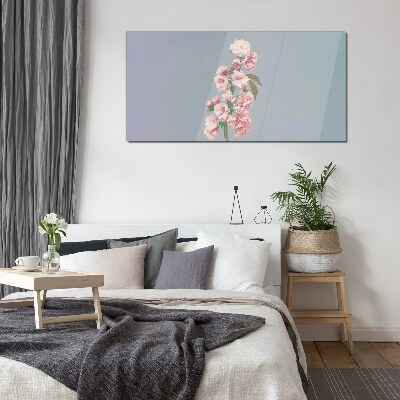 Floral landscape in pastel shades Glass art print