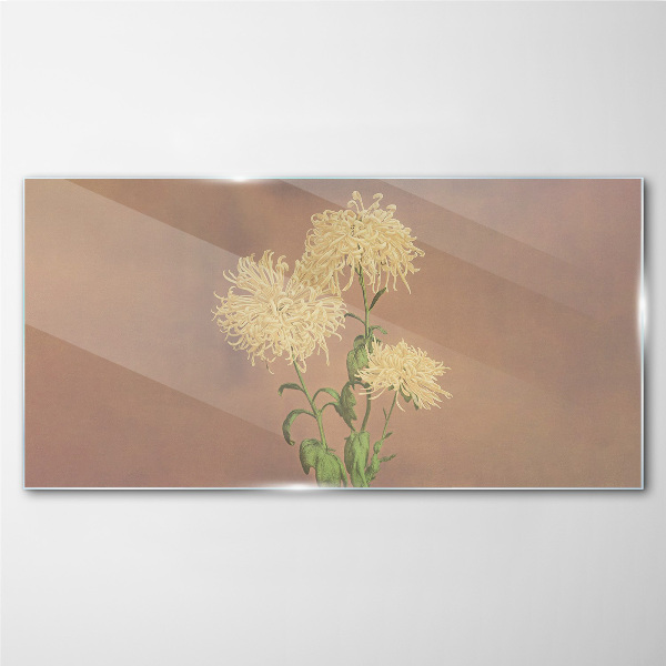 Asian flowers Glass Print