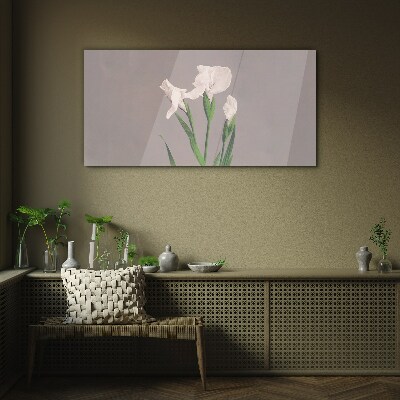Flowers on a gray background Glass art print