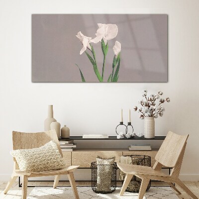 Flowers on a gray background Glass art print