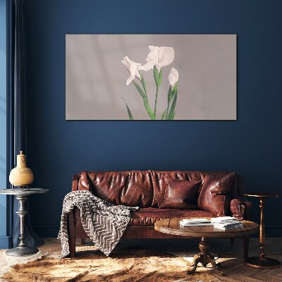 Flowers on a gray background Glass art print