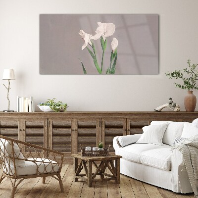 Flowers on a gray background Glass art print
