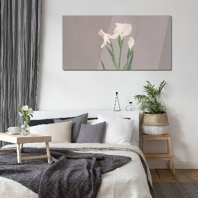 Flowers on a gray background Glass art print