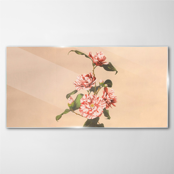 Floral motif in delicate shades Glass art print