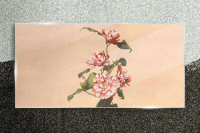 Floral motif in delicate shades Glass art print