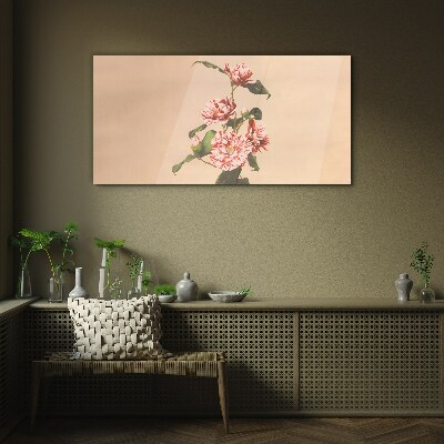 Floral motif in delicate shades Glass art print