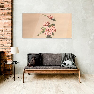 Floral motif in delicate shades Glass art print