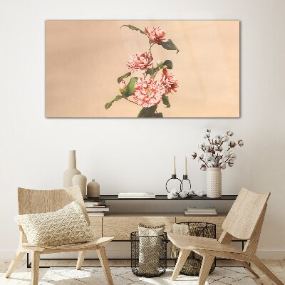 Floral motif in delicate shades Glass art print