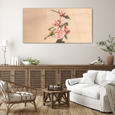 Floral motif in delicate shades Glass art print