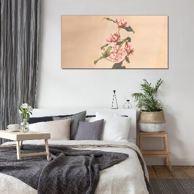 Floral motif in delicate shades Glass art print