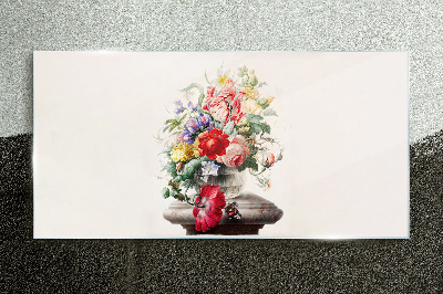 Floral arrangement in a vase Glass art print