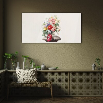 Floral arrangement in a vase Glass art print
